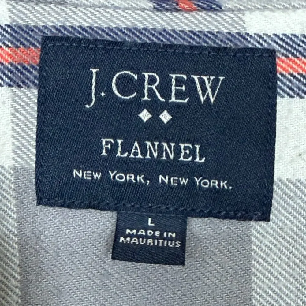 J.Crew Shirt Men Large Gray Plaid Flannel Button Front Long Sleeve Shirt Pockets
